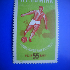 HOPCT LOT NR 366 TURNEUL FOTBAL JUNIORI BUCURESTI 1962-1 TIMBRU -NESTAMPILAT-MNH