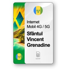 eSIM Internet Sf&acirc;ntul Vincent și Grenadine, valabil 15 zile, trafic Nelimitat, Standard