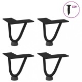 VidaXL Picioare tip agrafă pentru măsuță de cafea, 4 buc., negru, 10 cm, oțel masiv
