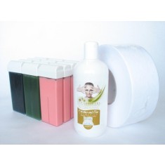 Set 12 Rezerve Ceară Mix (Roz, Aloe, Azulena) + Ulei și H&acirc;rtie &ndash; Epilare Completă