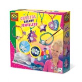 Set creativ copii cu accesorii incluse - Bijuterii cu cristale cu tematica galaxie,+6 ani, SES Creative