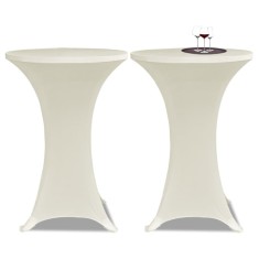 vidaXL Husă de masă cu picior &Oslash;60 cm, 2 buc., crem, elastic
