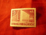 Timbru Finlanda 1942 - Cladirea Administratia Postei , val.9m, Nestampilat