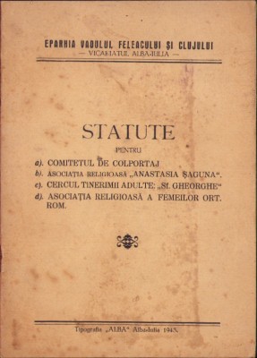C5372N Statute Asociația religioasă Anastasia Șaguna Cercul tinerimii adulte etc foto