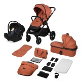 Carucior 3 in 1, Lionelo, Layla, Pana la 22 kg, Cadru aluminiu, Cu landou intarit si salteluta din spuma AirDots, Cu scoica auto