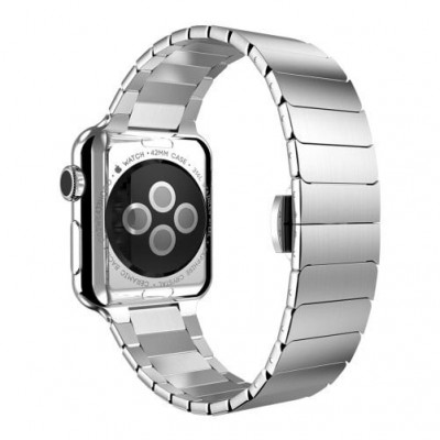 Curea iUni compatibila cu Apple Watch 1/2/3/4/5/6/7, 38mm, Link Bracelet, Otel Inoxidabil, Silver foto