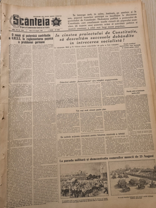 scanteia 26 august 1952-marea sarbatoare a poporului roman