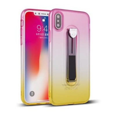 Husa Silicon Gradient ZIP (stand) Apple iPhone 7/8 (4,7inch ) Roz/Galben foto