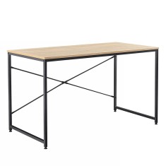 Birou din mdf natur stejar si picioare metal negru Mellora 150x60x72 cm