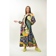 ROCHIE MAXI ELEGANTA LUNGA CU BUZUNARE MANECA LUNGA BALI TALIE UNICA Multicolora