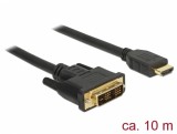 Cablu DVI-D Single Link 18+1 la HDMI pini T-T 10m, Delock 85587