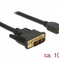 Cablu DVI-D Single Link 18+1 la HDMI pini T-T 10m, Delock 85587