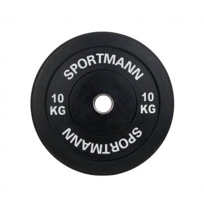 Greutate Cauciuc Bumper Plate SPORTMANN - 10 kg / 51 mm - Negru FitLine Training foto
