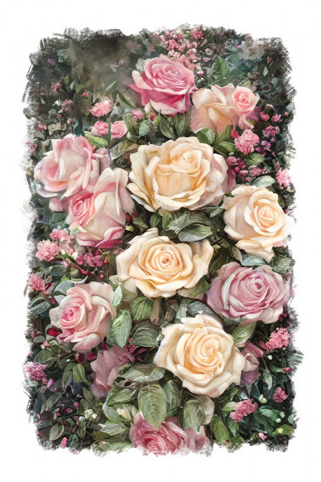 Sticker decorativ Trandafiri, Roz, 85 cm, 11188ST