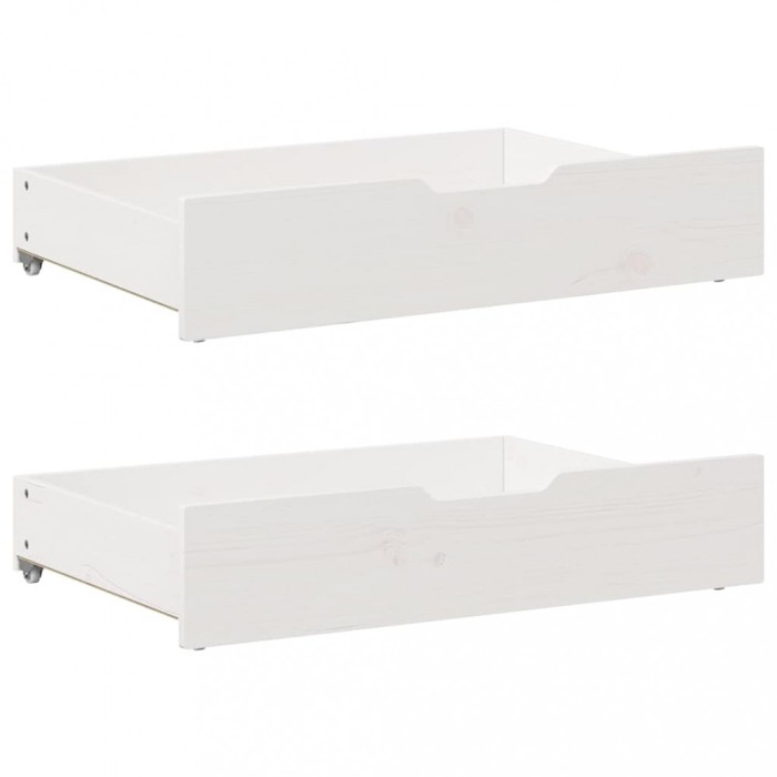 Gossi sertare de pat, 2 buc., 85x55x17 cm, alb, lemn masiv de pin