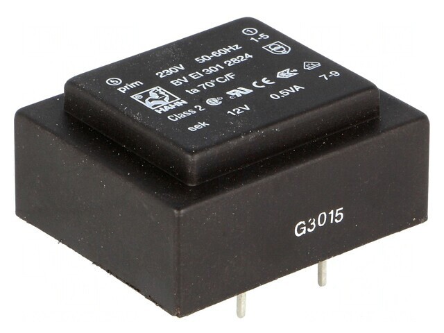 Transformator &icirc;ncapsulat 0,5VA 230V 12V PCB