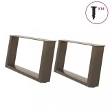 vidaXL Picioare pentru măsuță de cafea &icirc;n formă de U, 2 buc., oțel natural, 60 x (30-31) cm
