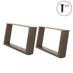 vidaXL Picioare pentru măsuță de cafea &icirc;n formă de U, 2 buc., oțel natural, 60 x (30-31) cm