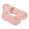 Baveta Tip Floare, Cyrax, din Bumbac, pentru Copii 0-12 Luni, Rezistenta la apa, cu Capse, Model cu Cirese, 26 x 29 cm, Roz