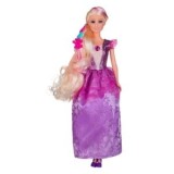 Papusă manechin cu rochie lungă lila glitter și păr blond, CMCLASS