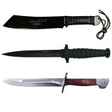 Cumpara ieftin Set 3 Cutite Rambo Colectie, Otel Inoxidabil, AK47 CCCP, Teaca, Camping, Vanatoare, Multicolor