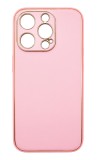Husa eleganta din piele ecologica cu insertii aurii, Full protection, pentru iPhone 15, Roz
