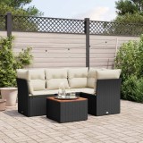 Cumpara ieftin Gossi set mobilier de gradina cu perne, 5 piese, negru, poliratan