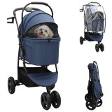 Cumpara ieftin Carucior pentru Pisici Pliante albastru 78 x 54 x 101 cm
