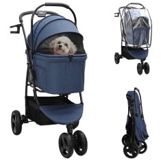 vidaXL Carucior pentru Pisici Pliante albastru 78 x 54 x 101 cm 42012439