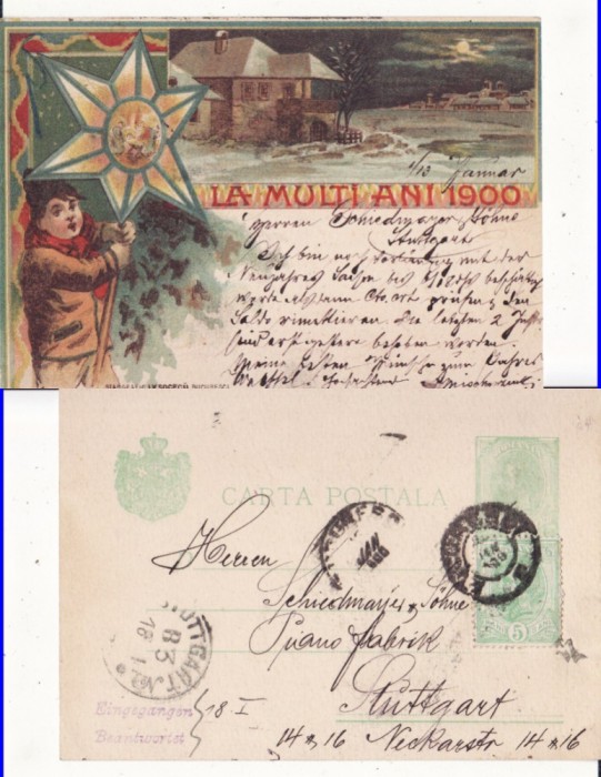 Romania-Felicitare Anul Nou 1900-litografie, RR