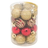 Set Globuri de Craciun Glitter Multicolor 3cm, 20 Bucati, Plastic