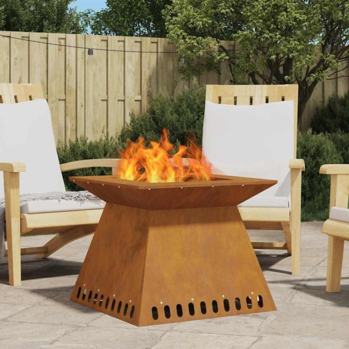 vidaXL Vatră de foc, 60x60x50 cm, oțel corten