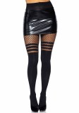Dres Opac cu Banda Plasa pe Coapsa Leg Avenue, Negru, S-L
