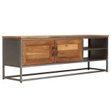 Cumpara ieftin Comoda TV, lemn de tec reciclat si otel, 120 x 30 x 40 cm