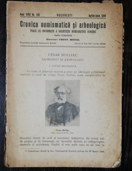 CRONICA NUMISMATICA SI ARHEOLOGICA- APRILIE -IUNIE 1944 NR 130
