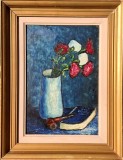 Aurel Nedel (1930-2014)-Natură statică cu pipă şi flori, pictură licitată