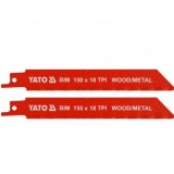 Set 2 panze pentru fierastrau sabie, Yato YT-33931, pentru lemn si metal, 150 mm, 18TPI, HCS