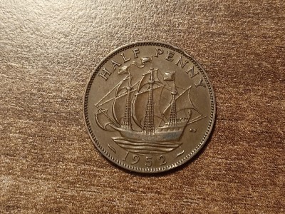 M3 C50 - Moneda foarte veche - Anglia - Half penny - 1952 foto