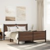 Cadru Pat Metalic vidaXL Stejar Maro 160x200 cm, Suport Lamele, Tablie, Spatiu Depozitare