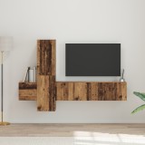 VidaXL Set comodă TV cu raft Pe perete 5 pcs Lemn vechi Mediu Lemn compozit