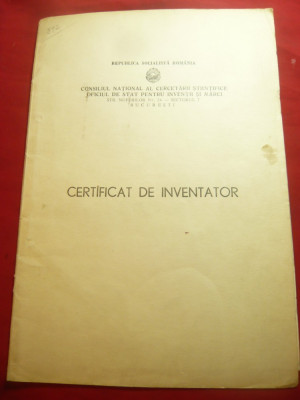 Certificat de Inventator 1971 RSR foto