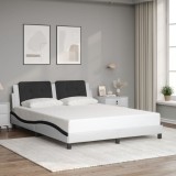 VidaXL Cadru de pat cu tăblie, alb/negru, 160x200 cm, piele ecologică