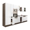 Mobilier de bucătărie Yorki 370, corp din stejar Yorki, față alb satinat, dulap cu raft