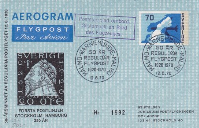 FILATELIE TEMATICA - PLIC SUEDIA TEMATICA AVION AVIOANE AVIATIE AIRMAIL AEROGRAMA foto
