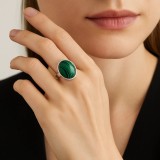 Inel Malachit, pietrele succesului &icirc;n afaceri, piatra ovală verde 17 mm reglabil
