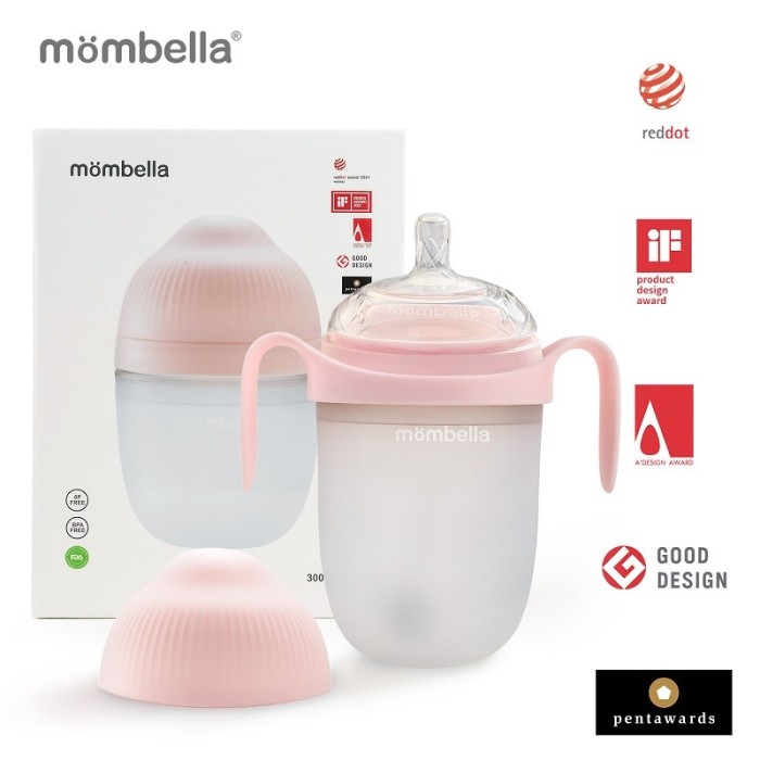 Biberon Anticolici Mombella Breast-Like, 300ml, Tetina 360A&fnof;a, sA, sA XL Flux Consistent, 100% Silicon
