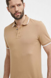 BOSS polo de bumbac culoarea bej, uni 50494697