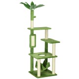 PawHut Copac Pisici 142cm cu Hamac St&acirc;lp Zg&acirc;rieturi Minge Verde 49x49x142cm | Aosom Romania