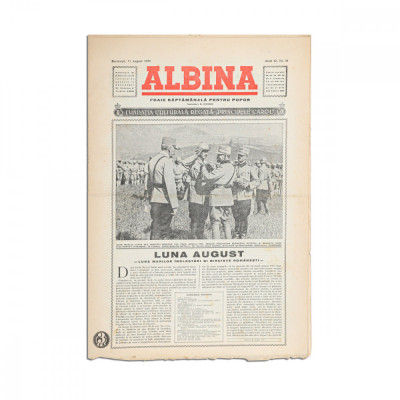 Publicația &amp;bdquo;Albina&amp;rdquo;, anul 42, nr. 30, 11 august 1939 foto