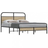 VidaXL Cadru de pat fără saltea 135x190 cm Stejar fumuriu
